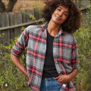 Grayson Frank & Eileen The Hero Womens Gray‎ Red Plaid Flannel Size 01/XS
